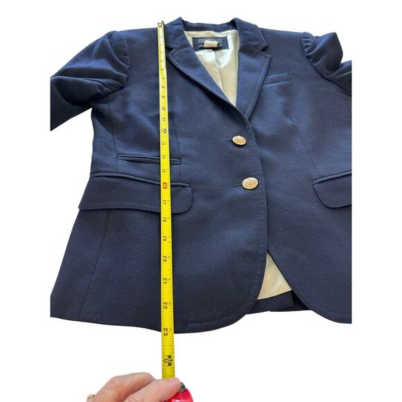 J. Crew Schoolboy Blazer Navy Wool Gold Buttons Size 2 Preppy Classic Office - Picture 9 of 10